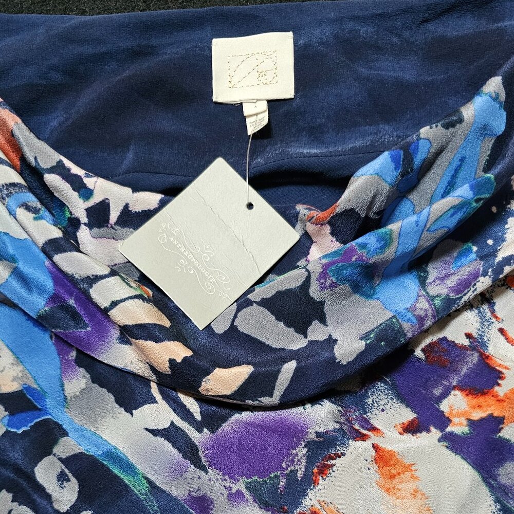 Anthropologie Coquille Japonica Silk Water Color Dress Size 4 - Picture 5 of 10